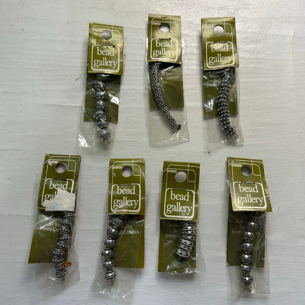 Bead Gallery Silver Metal Bead Findings Lot 7 Cards